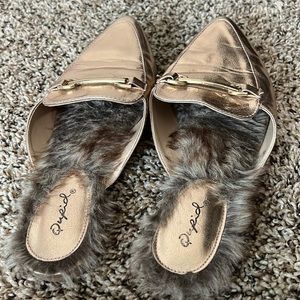 Rose gold Point toe flat mules size 8